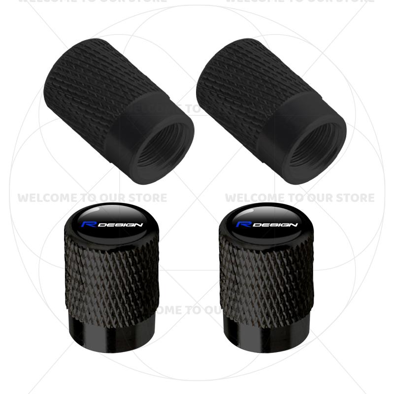 For Volvo R Design Emblem S90 V90 XC60 T8 V70 S60 V60 EX30 Moose 4Pcs Aluminum Car Tire Valve Caps Wheel Stem Air Dust Covers