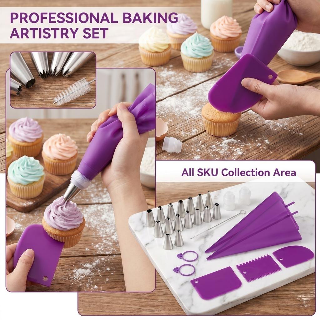 -Piece Piping Tips and Bags Set - Baking Tools