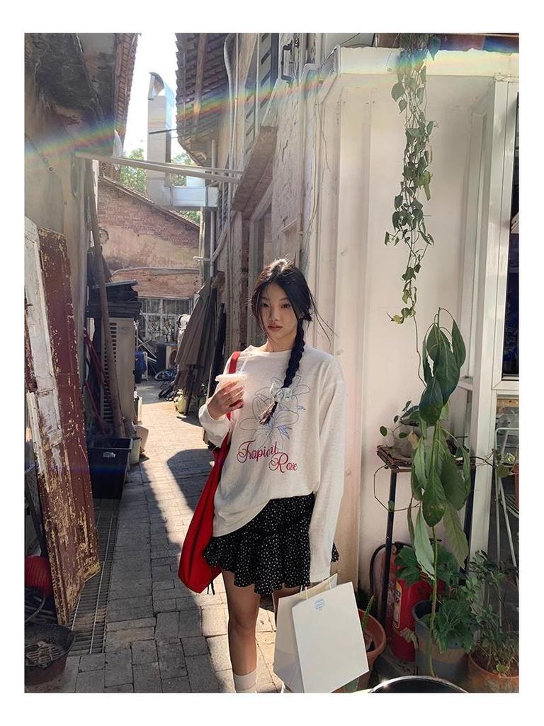 Женская повседневная футболка с длинным рукавом и круглым вырезом с принтом - Приталенная, Защита от солнца, Свободный крой, Белая летняя накидка.