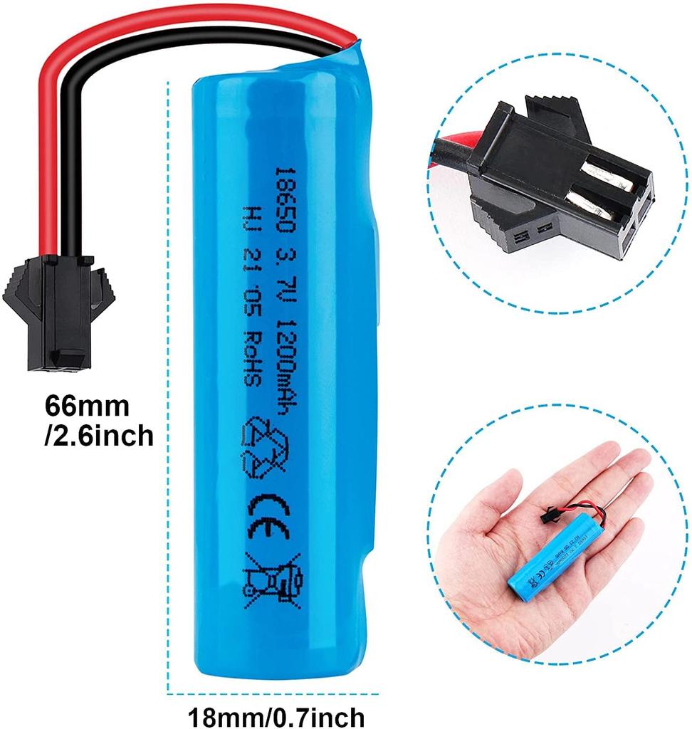 Аккумулятор LiPo 1S 3,7 В 1200 мАч для радиоуправляемых внедорожников и грузовиков | Разъем SM | Долгое время работы | Синий