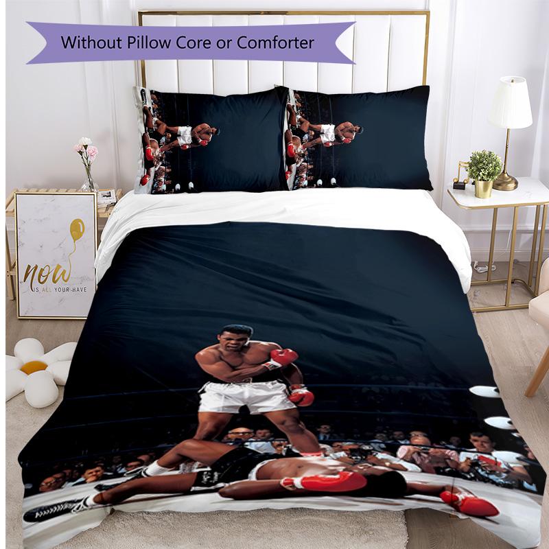 Muhammad Ali Printed 3PCS Bedding Set Soft Breathable Duvet Cover Pillowcases Set Washable Bedroom Decor Home Gift