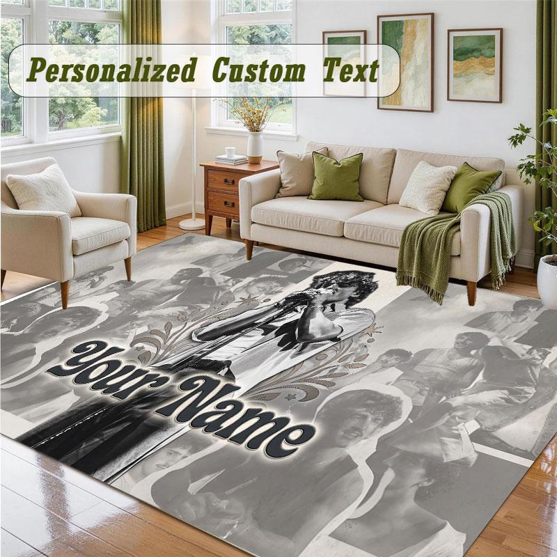 Crystal Velvet Square Rug Custom NameBenson Boone Pattern Non Slip Home Floor Decor Rug
