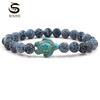 LUXY MOON 14 Models Green Turquoise Turtle Various Natural Stone Men's and Women's Elastic Bracelets