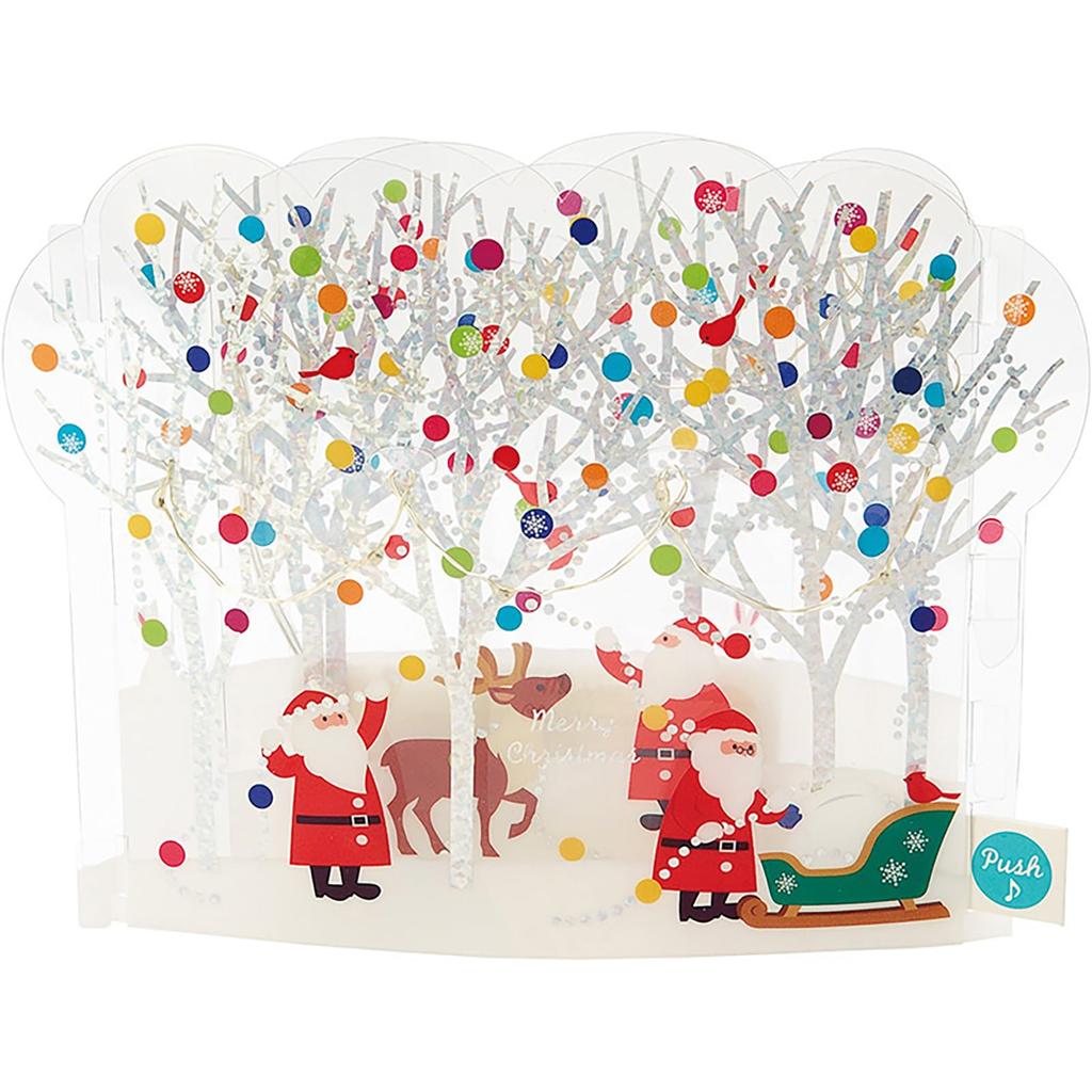 Sanrio Рождественская открытка Музыкальная открытка Санта украшает лес Открытка с поздравлением и изображением остролиста Возможна доставка за границу SANRIO 527777 JXPM11-3