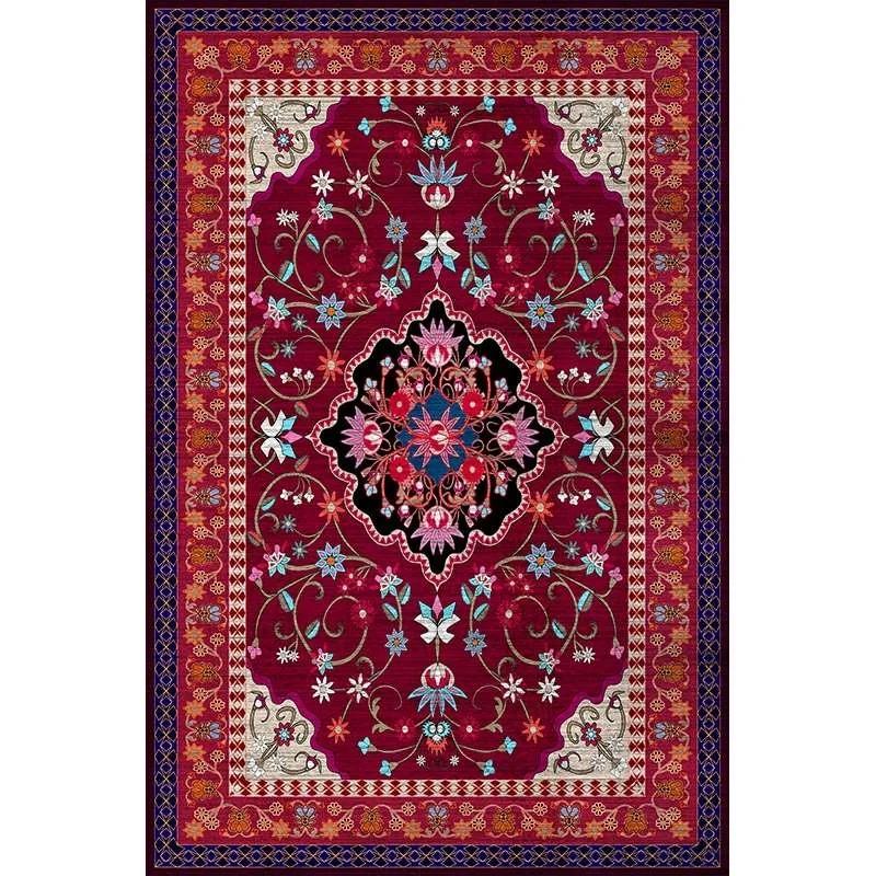 American Retro Ins Style Living Room Ethnic Carpet Decoration Bedroom Anti Slip Washable Bedroom Fully Rug Large Area Office Mat