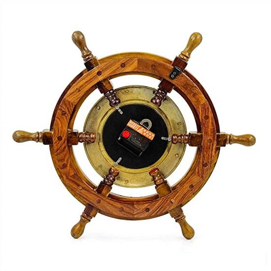 Морские 18-дюймовые настенные часы с корабельным колесом из латуни
