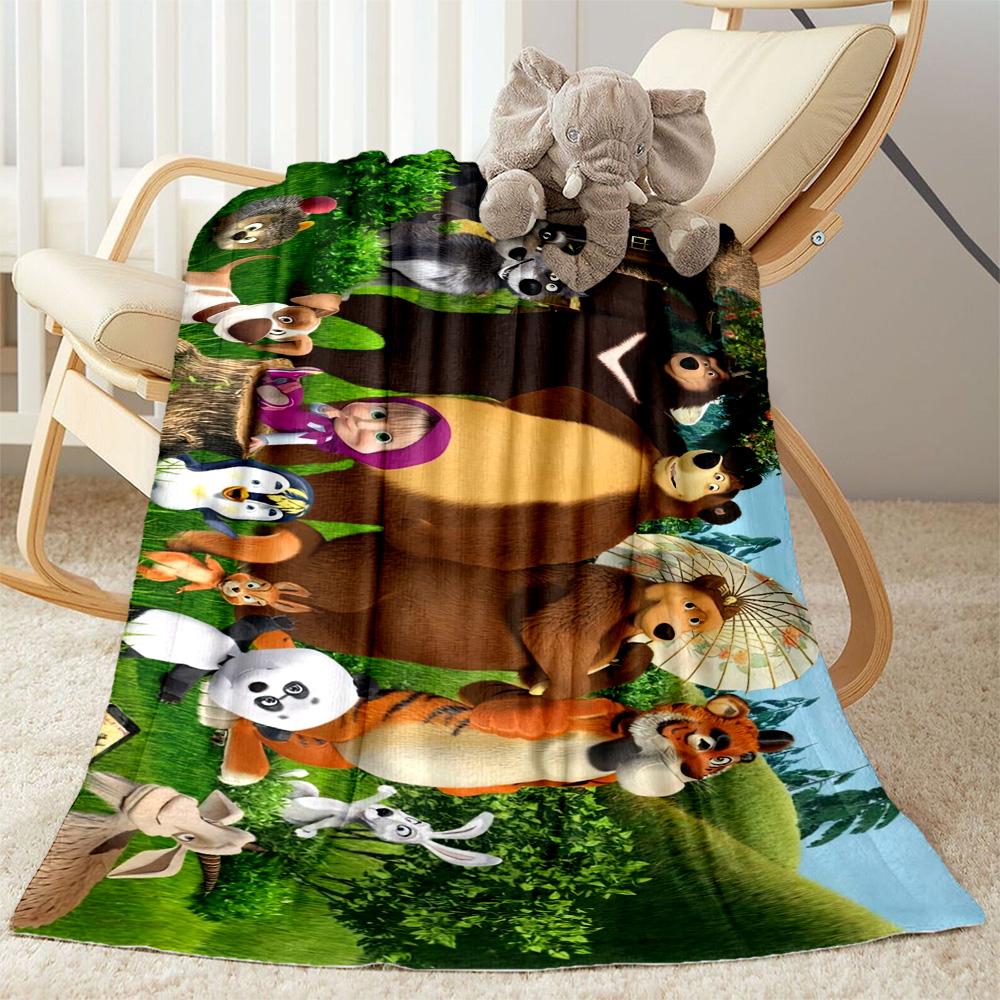 Masha Bear Blanket Warmthful Decor Suitable for Couch Picnics Office Four Seasons Multipurpose Stylish Decor Suitable for Gifting Relatives and Friend