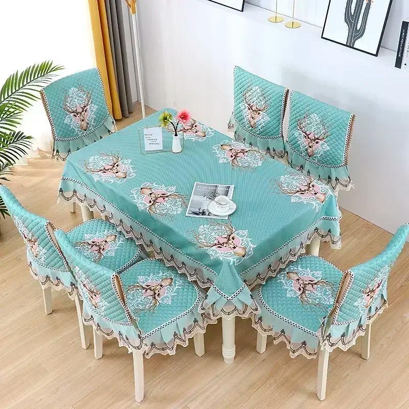 Легкий роскошный волнистый кружевной чехол на стул, утолщенная тканевая подушка для обеденного стола, европейский стиль, большой цветочный скатерть, чехол на стул