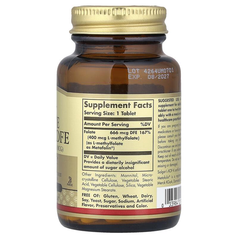 Folate, 666 mcg DFE, 100 Tablets