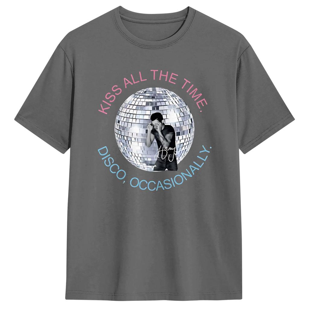 Уникальные футболки Harry Style Kiss All The Time Disco Occasionally Disco Ball Love On Tour для мужчин, хлопковые, с коротким рукавом