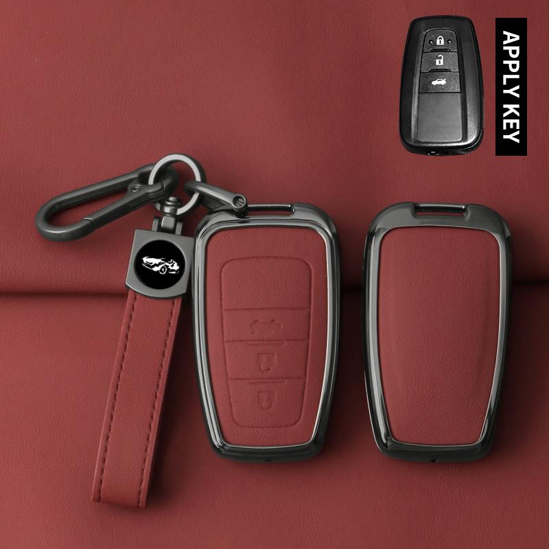 Металлический кожаный чехол-брелок для автомобильного ключа Toyota Prius Camry Corolla CHR C-HR RAV4 Land Cruiser Prado Защитный корпус Брелок