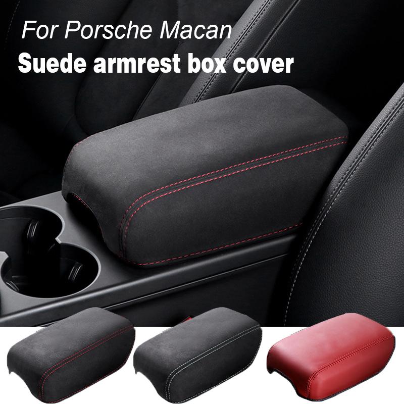 AABKV1 For Porsche Mancan 2014-2024 2023 Car Suede Armrest Box Cushion Cover Interior Center Console Armrest Protective Pad Shell Case