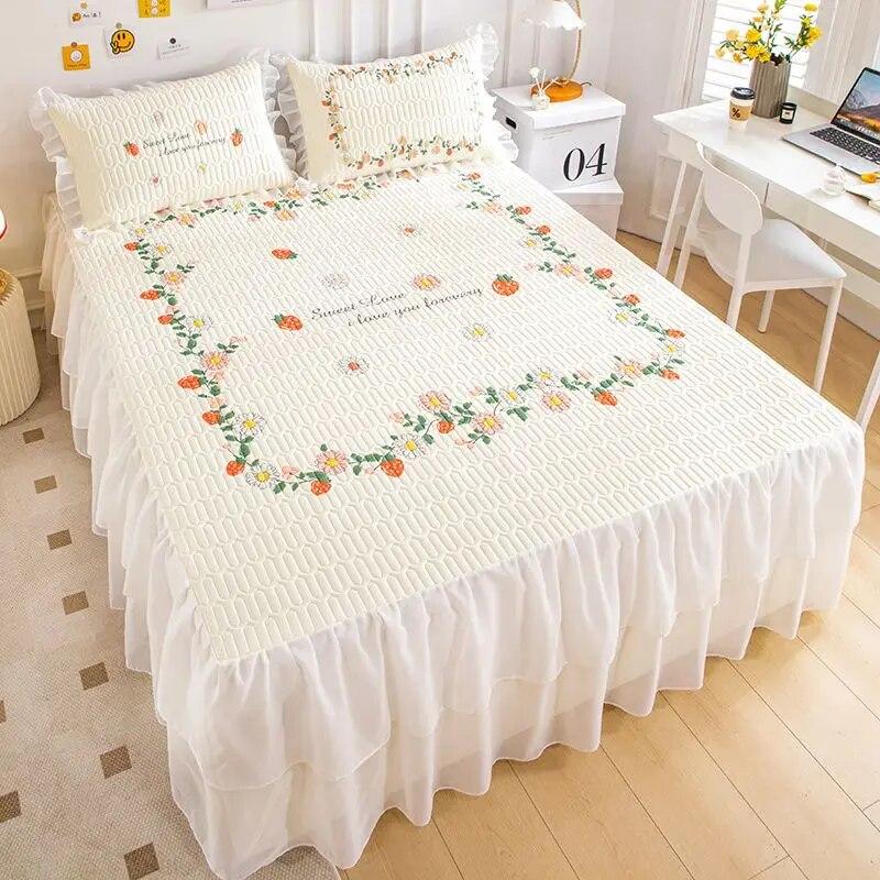 Летний крутой коврик из натурального латекса, юбка-кровать, наволочка, можно стирать в машине, кондиционер, мягкий коврик, складной нескользящий покрывало