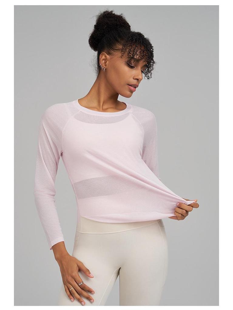 Huaton Женский Осенне-Зимний Сетчатый Утягивающий Топ для Йоги с Длинным Рукавом, Быстросохнущий, для Фитнеса и Бега