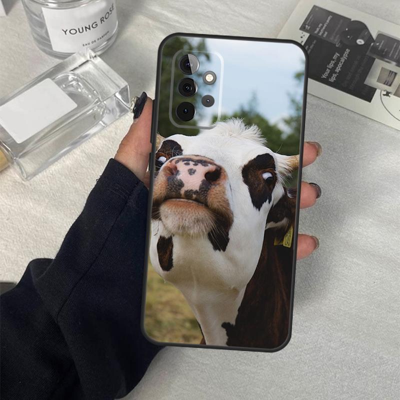 Забавный чехол-лицо коровы для Samsung Galaxy A06 A16 A26 A36 A56 A53 A32 A52 A33 A13 A55 A35 A15 A14 A34 A54 A17