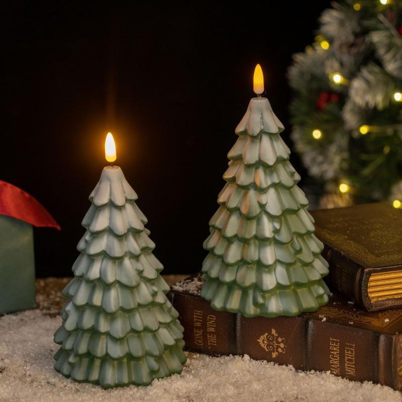 Светящаяся силиконовая резиновая елка, электронная свеча, рождественские украшения, настольные украшения, украшение для праздничной сцены