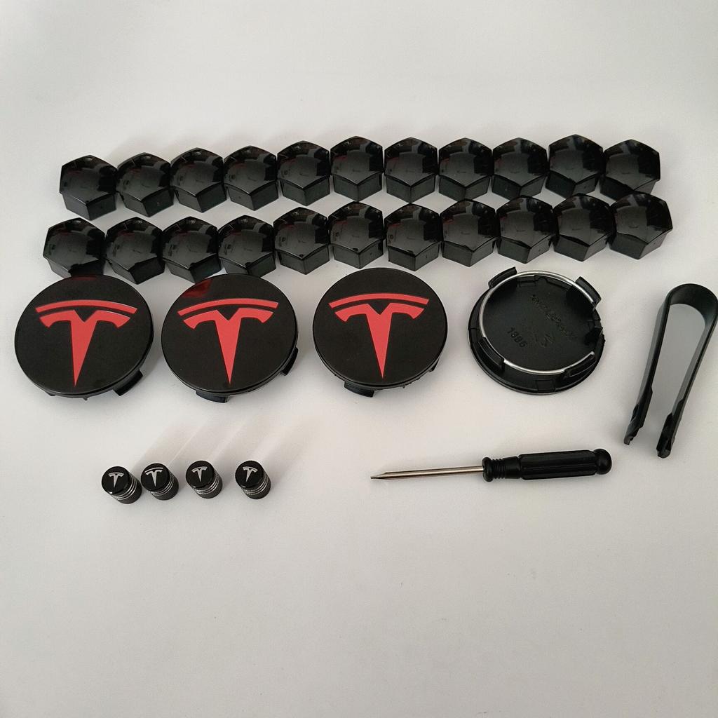 26PCS 30PCS Wheel Centerfor Tesla Model 3 Model Y 2025 Model Y Juniper Car Hub Decorative Caps Badge Lug Nut Protective Cover