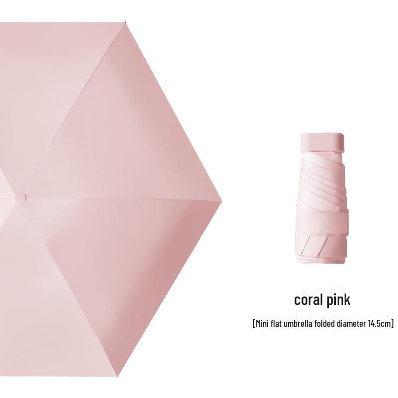 Креативный мини-зонт на клею шестикратного сложения черного цвета — компактная женская капсула для защиты от солнца и дождя, солнцезащитный экран двойного назначения.