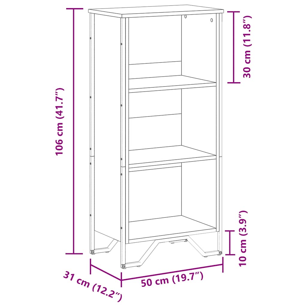 Bookshelf Smoked Oak 50 x 31 x 106 cm Wood Based Material