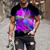 Summer Colorful 3D Digital Printed Short Sleeve Casual Loose Round Neck T-Shirts Men’s