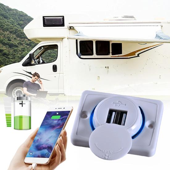 Двойное USB гнездо для автомобильного зарядного устройства 3.1A Розетка питания Двухпортовый адаптер для быстрой автомобильной зарядки со светодиодным индикатором 12В-24В Станция быстрой зарядки для телефонов, планшетов