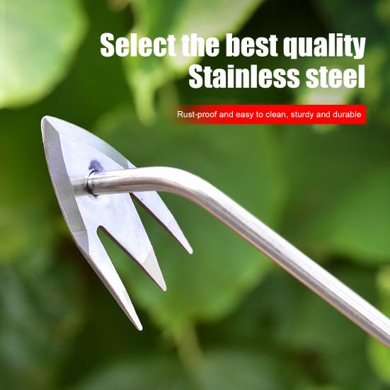 Садовый 3-зубчатый рыхлитель-корчеватель с длинной ручкой, сверхпрочный, для улицы, сада, газона