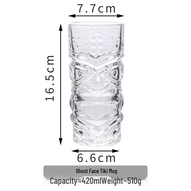 Creative Tiki Ghost Face Cocktail Glass, Juice Cup, Smoothie Cup, Zombie Idol Design