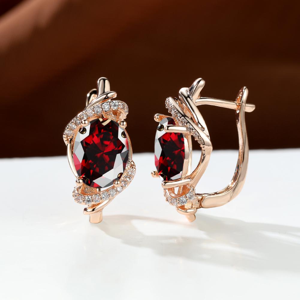 1 пара золотистого цвета Vine Geometry Round Oval Cut Pink Purple White Aqua Stone Party Серьги-кольца с камнем по рождению Висячие серьги Ювелирные изделия