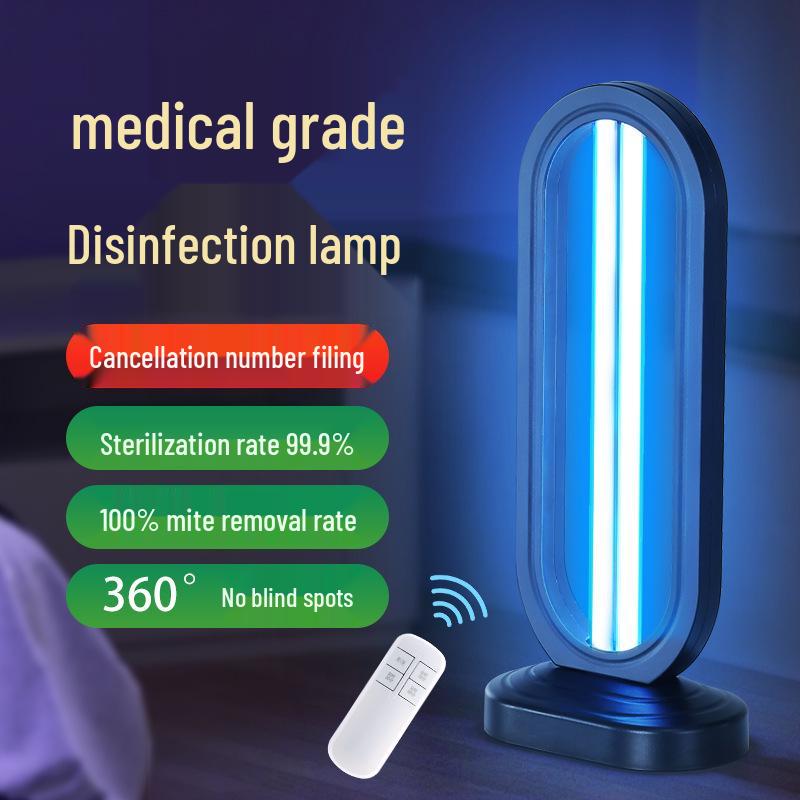 38W UV Disinfection Lamp with Ozone, Remote-Controlled Mobile Desktop Sterilizer.