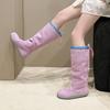 Giant Beauty~ Purple Boots Women's Boots Pleated Pile Boots Tall Knight Boots Retro Trendy Versatile Boots Women's Winter