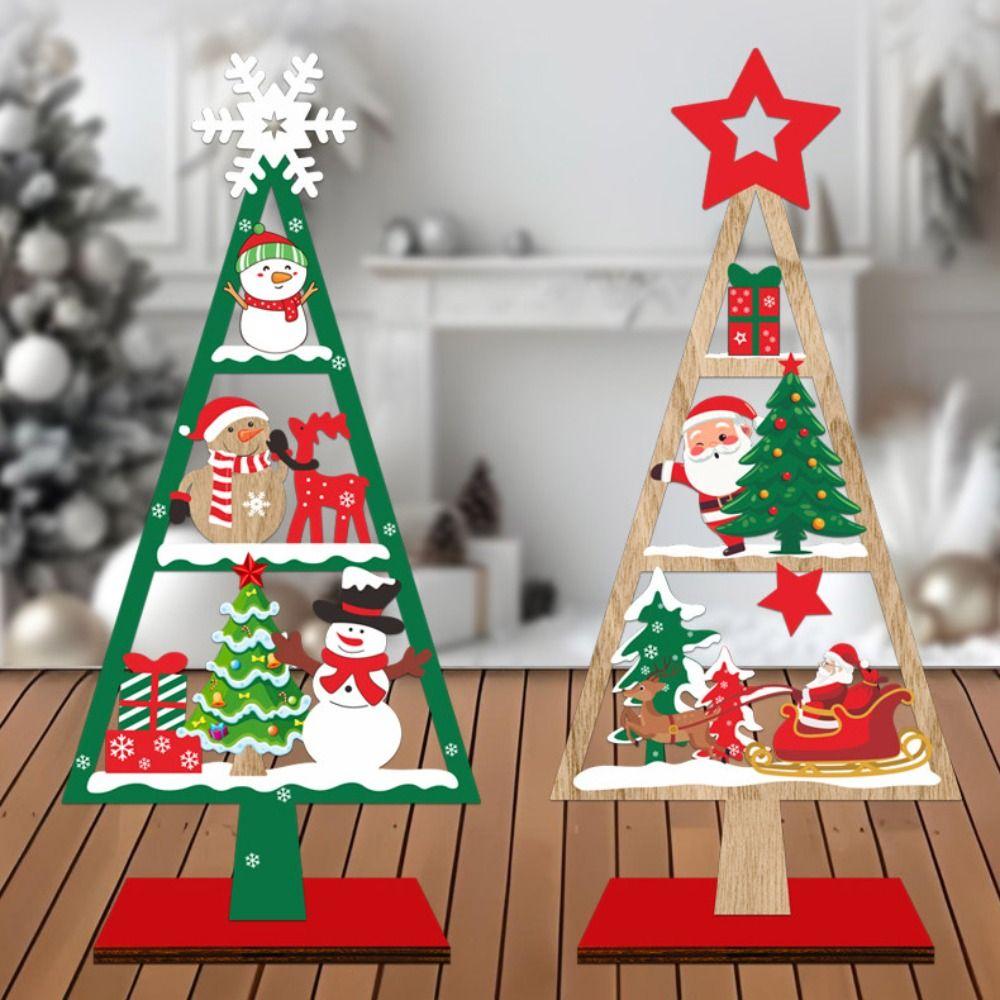Santa Claus Desktop Decoration Wooden Tabletop Sign Exquisite Christmas Signs Plaque Home Decor