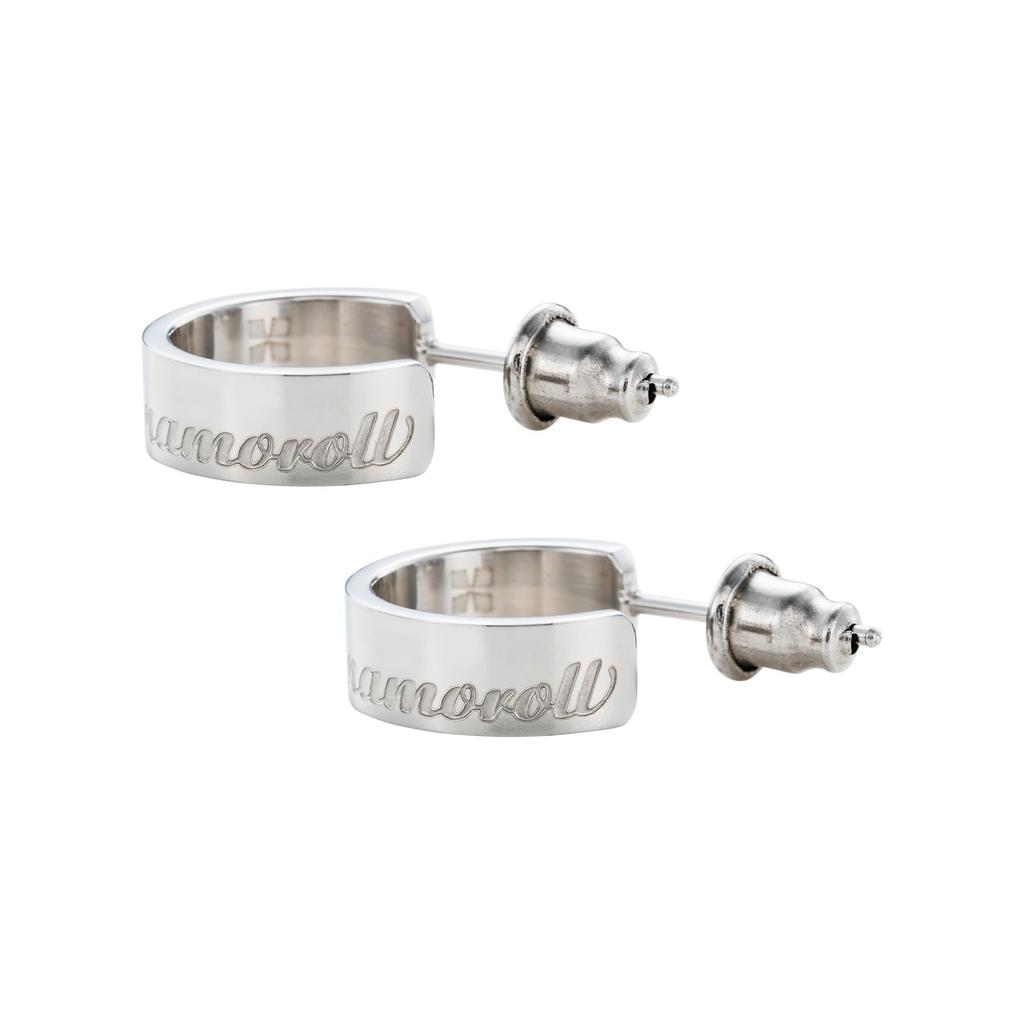 Серьги-полукольца из нержавеющей стали с персонажами Sanrio Cinnamoroll [Белый клевер] (2 шт/для ушей) SAST-P001SV