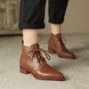 New Autumn Women's Boots Pointed Toe Square Heel Shoes for Women Lace-up Ankle Boots Winter Comfortable and Elegant Ladies Shoe