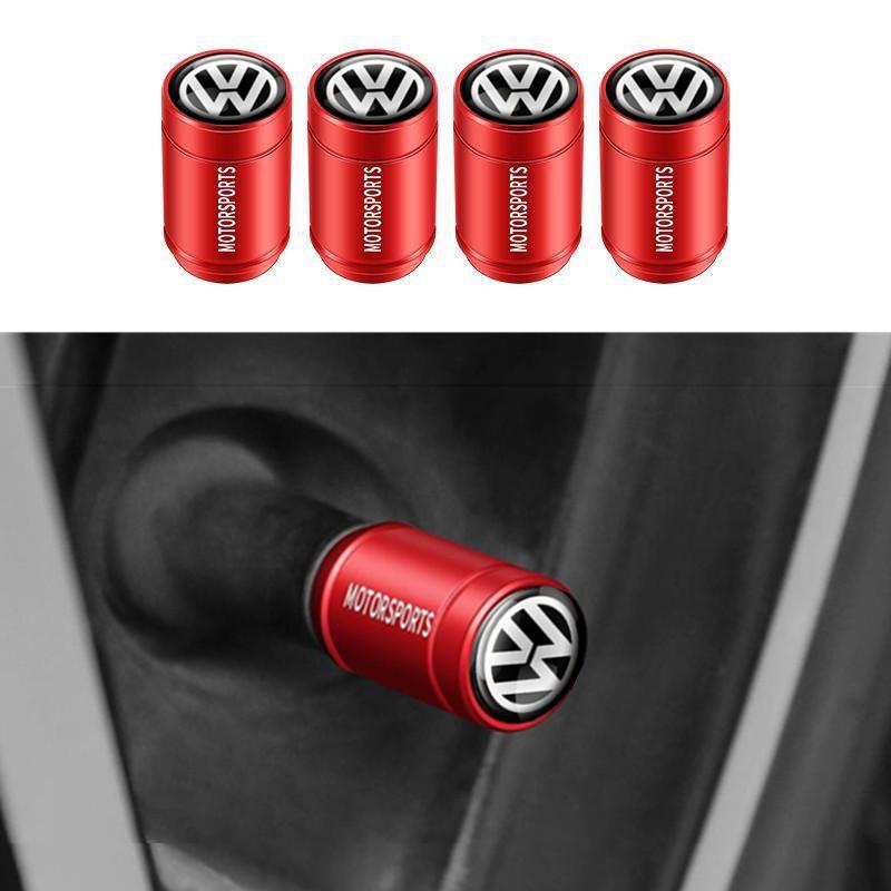 2026 Hot Valve Stems Caps 4PCS 3D Metal Tire Valve Caps Car Tyre Air Stems Cover Decorate For VW Volkswagen GTI Golf 7 Passat R Polo Pass ET1