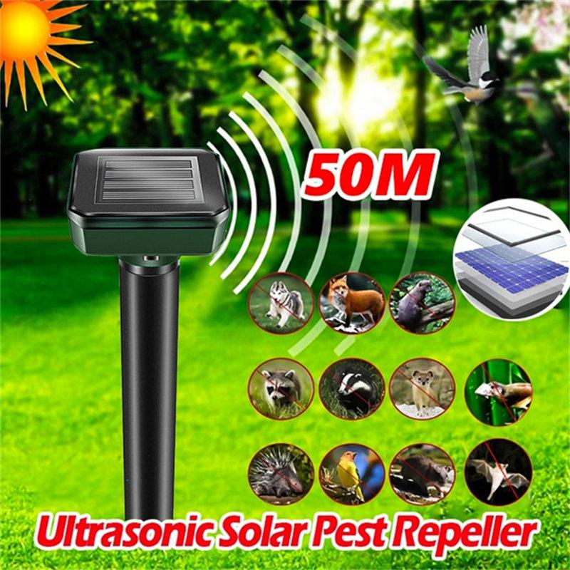 1PC Ultrasonic Solar Pest Repeller Motion Sensor Repellent Waterproof Garden Farm Animals Birds Snake