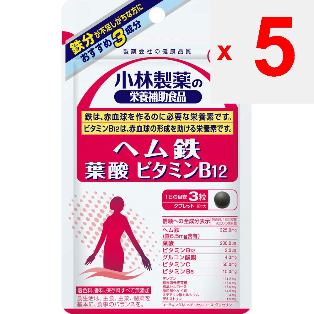 KOBAYASHI Pharmaceutical Kobayashi Pharmaceutical Пищевые добавки Пищевая добавка Гем Железо Фолиевая кислота Витамин B12 90 капсул Препарат железа