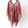 Long Sunscreen Thin Large Scarf Breathable Seaside Vacation Cloak Big Printed Flower Shawl  Beach