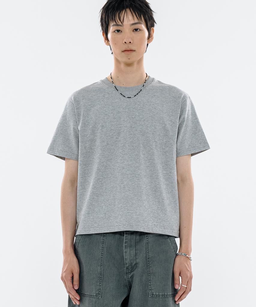 BASEMOMENT Bio Cotton Crop T-Shirt Melange Gray