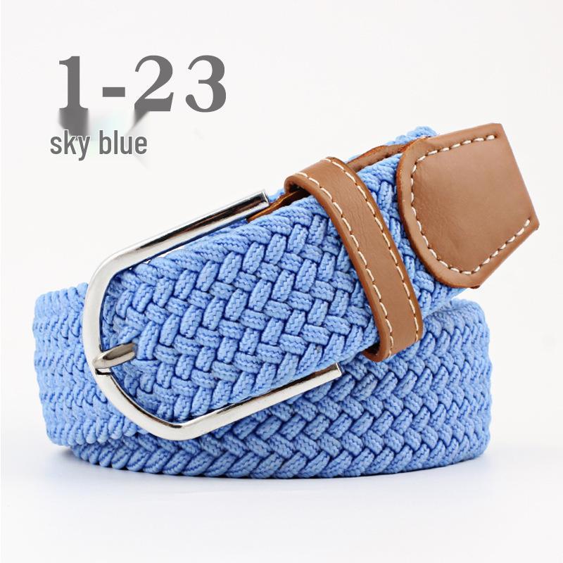 Korean Style Elastic Braided Canvas Belt with Pin Buckle for Men and Women