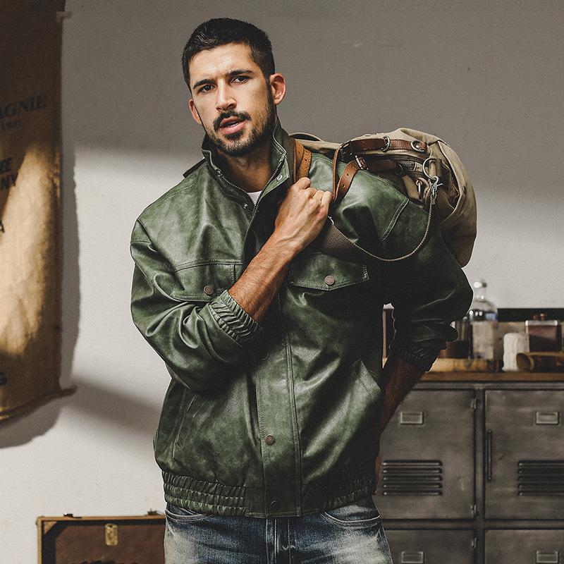 Американская классическая ретро мягкая кожаная куртка мужская свободная локомотивная одежда модный бренд крутой парень весенняя кожаная куртка мужская