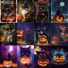 Diamond Painting Halloween Pumpkin And Black Cat Embroidery Cross Stitch Rhinestone Home Decor