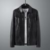 Men's PU Leather Coat Autumn and Winter New Style Lapel Solid Color Jacket Men's Casual Men's Clothing