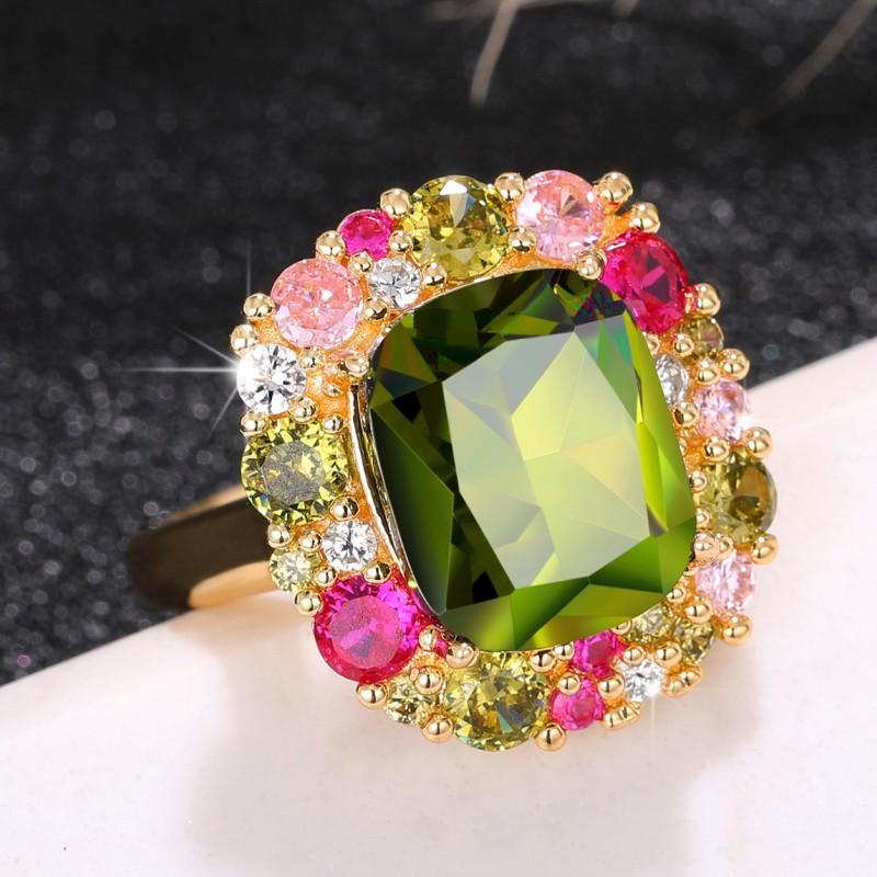 Classic Copper Alloy Zircon Ring Ladies Jewelry Wedding Promise Party Gift