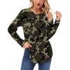Женские рубашки с длинным рукавом, повседневная мода, камуфляжные принтованные туники, топы, круглый вырез, базовая свободная футболка