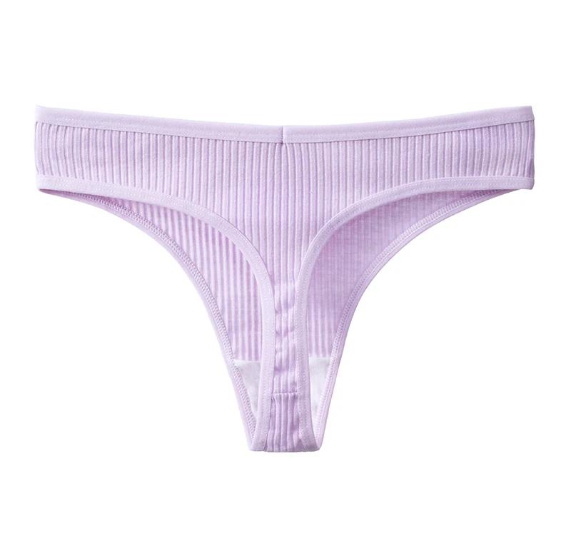 Women's Panties Cotton Breathable Thongs Striped Underwear Soft Skin-Friendly Lingerie Sports Cozy G-Strings