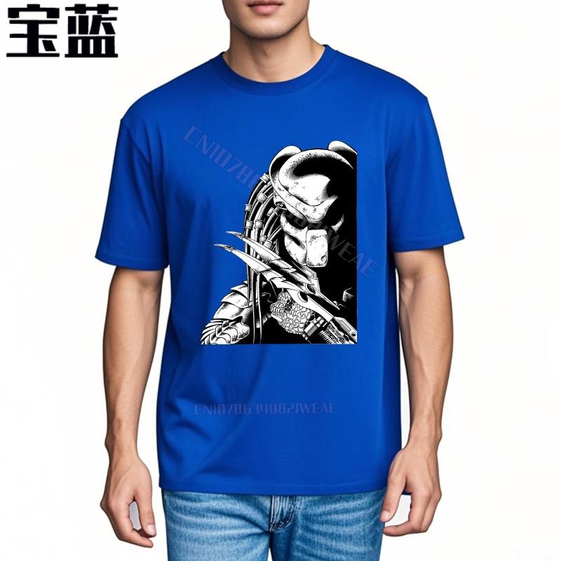 Tshirt Men Workout Minimalist Tshirt Alien Predator Artwork On Black Soft Plus Size Tshirt Stylish Summer Tshirt Daily Wear