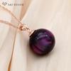 Fashion Rose Gold Color Round Acrylic Beads Pendant Necklace For Women Wedding Party Elegant Jewelry