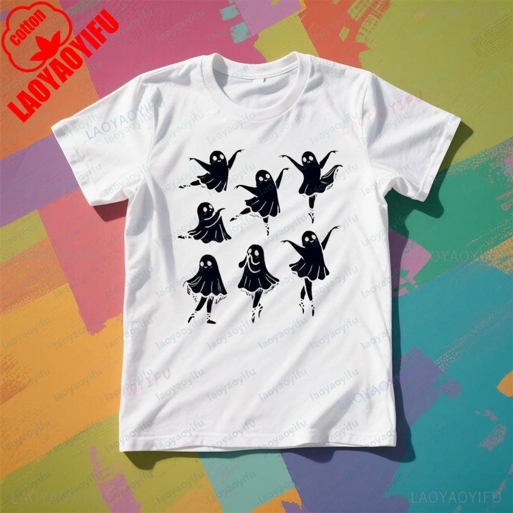 Cute Ballet Ghost Shirt VintageYK s Graphic Tee Halloween Unisex TShirt Ballet Dancer Gift Clothing Women Casual Cotton Tops