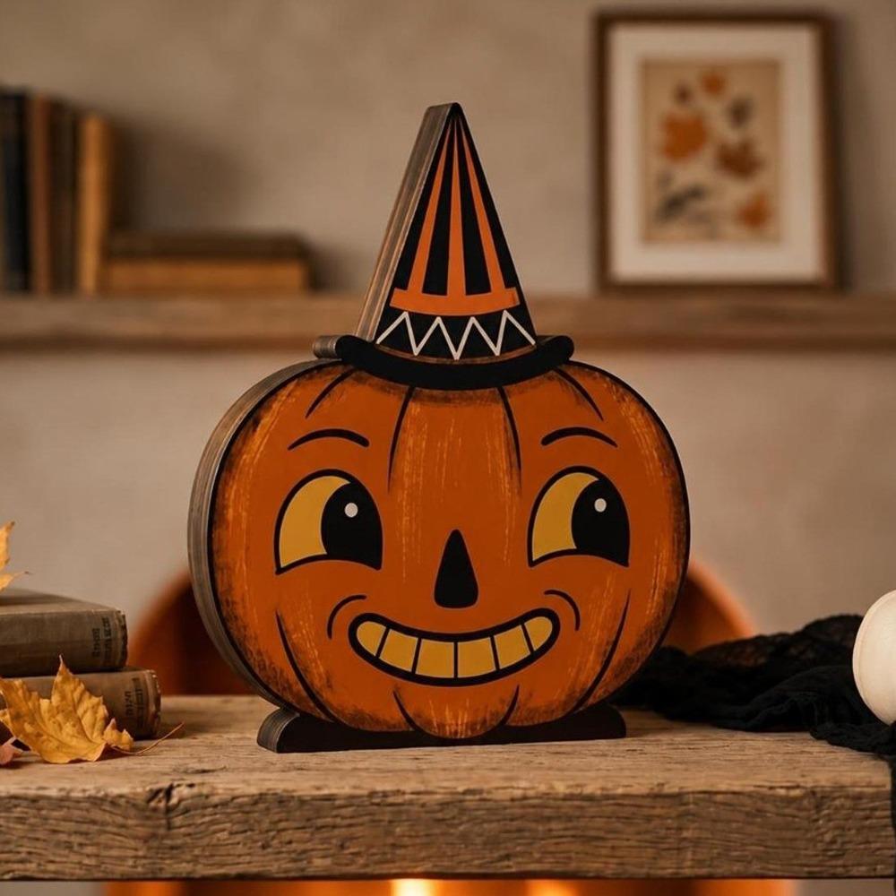 1/6 Pcs 10cm Halloween Tabletop Sign Plywood Halloween Tiered Tray Decor  Indoor
