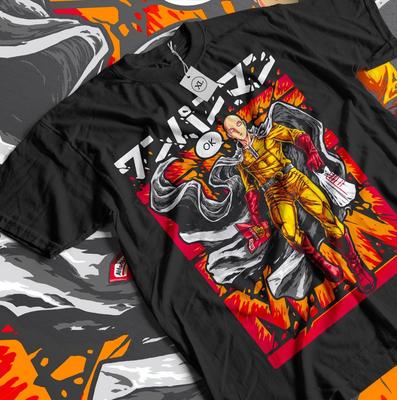 Футболка Saitama One Punch Man Хоррор Аниме Манга Подарки Черная Футболка Все Размеры Унисекс Футболка
